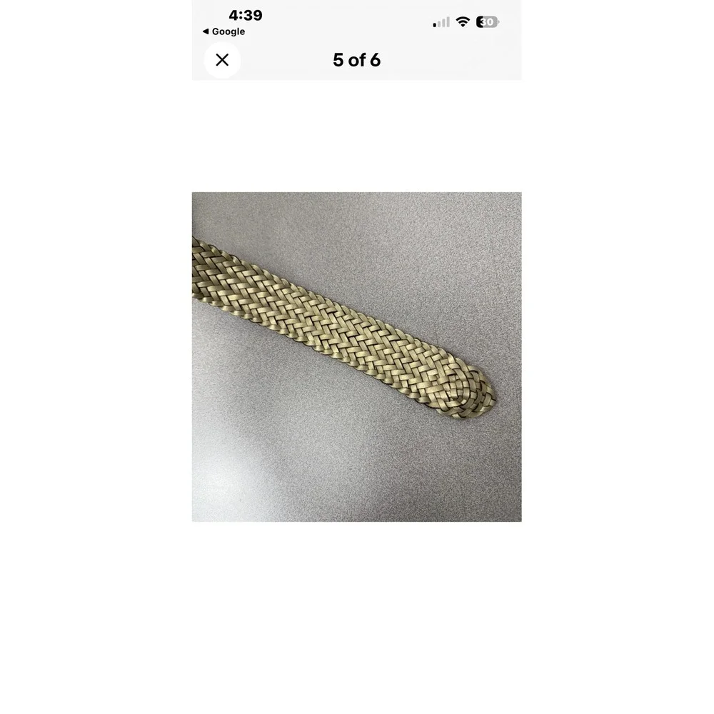 Chicos Woven‎ Leather Braided Belt Ornate Embellished Buckle Women's Accessory